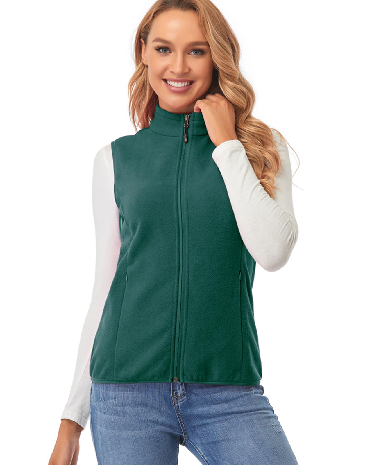 Women's Fleece Vest - Polar Soft Sleeveless Jacket with Zip Pockets | Classic Fit Winter Outerwear for Hiking, Camping & Casual Wear