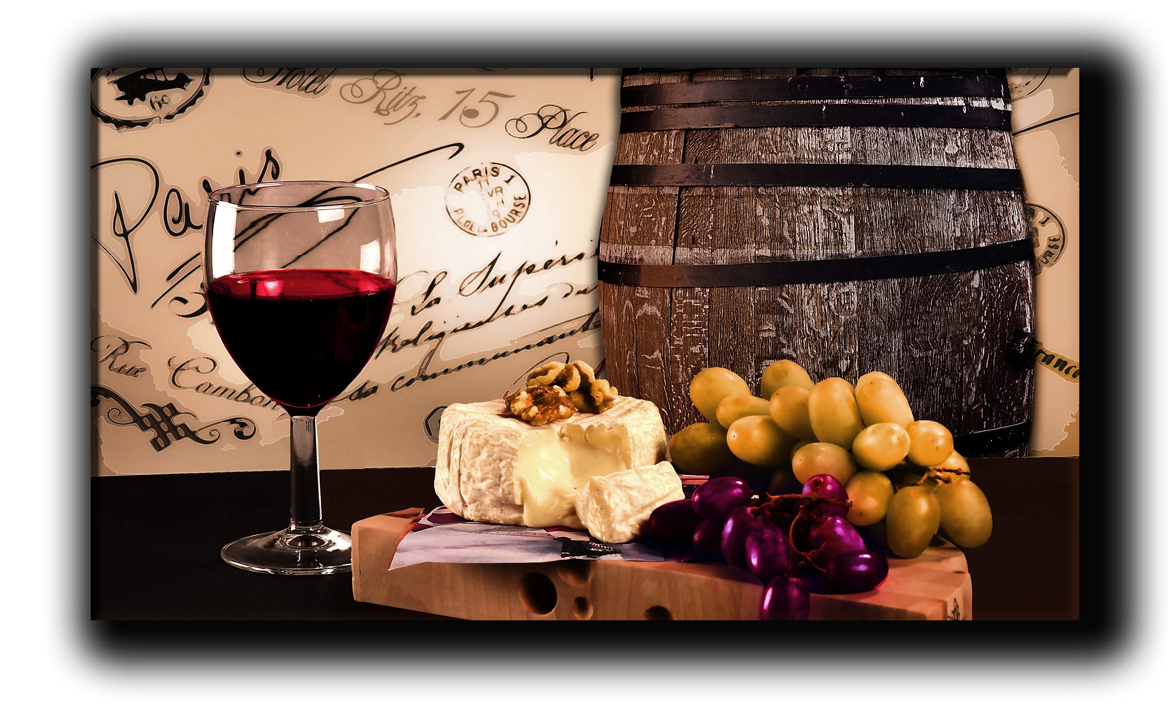 Wine Canvas Wall Art - Kitchen & Dining Room Decor - 17x30 in for Home Decor