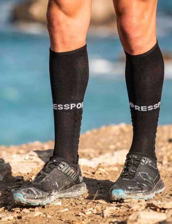 Compressport Unisex Running Socks - High Performance Cushioned Athletic Socks for Men & Women (Black) - Perfect for Marathon, Trail Running & Workouts