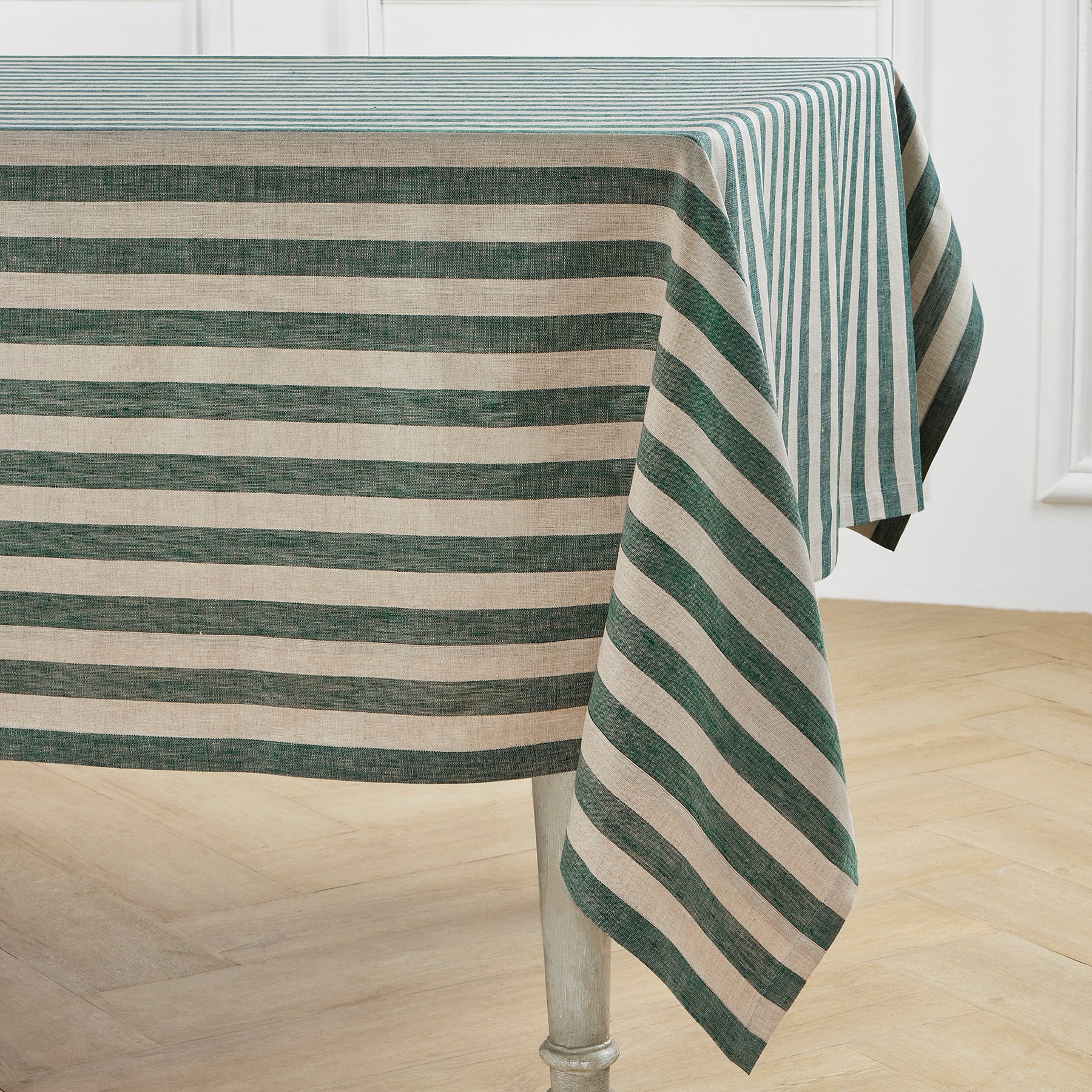 Sorrento Stripe Tablecloth - Premium Cotton Table Cover for Dining, Kitchen & Outdoor Use - Waterproof & Washable - Perfect for Parties, Picnics & Home Decor