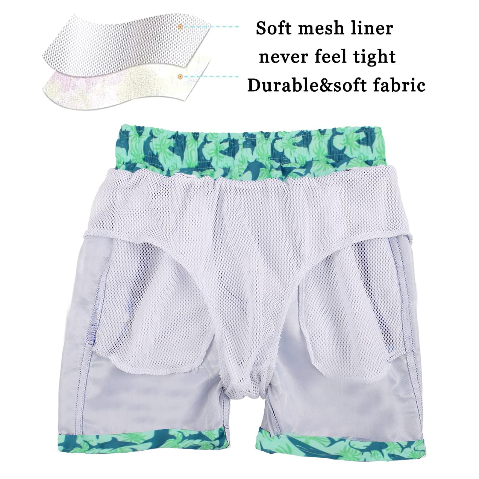 **Quick Dry Boys Swim Trunks with Mesh Lining - Comfortable Beach Board Shorts for Kids & Toddlers - Perfect for Swimming, Surfing, and Summer Play**