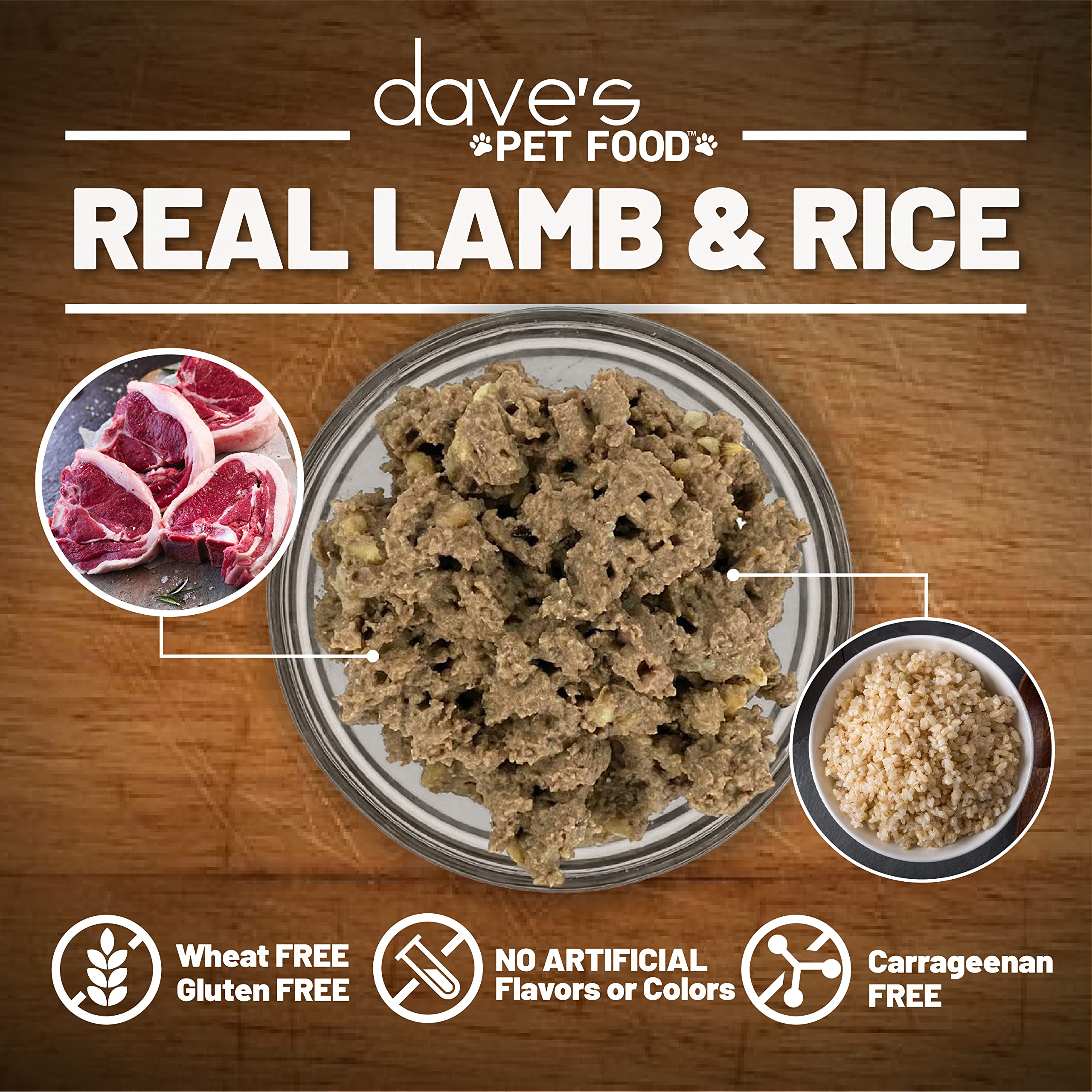 Dave's Pet Food Bland Dog Food (Lamb & Rice) - Sensitive Stomach Wet Dog Food for Digestive Care, Gluten-Free Canned Dog Food, 13.2 oz (Pack of 12) - Perfect for Dogs with Food Allergies & Upset Stomachs at Home or Travel