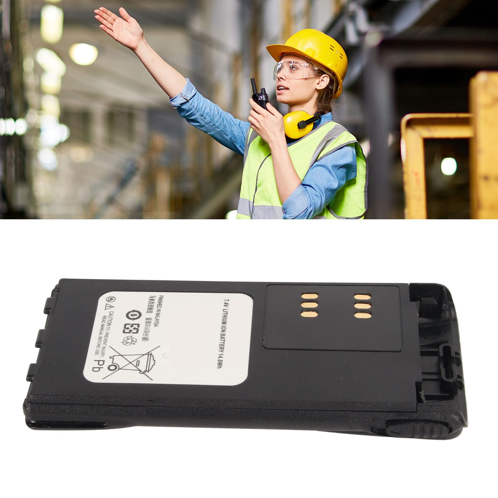 7.4V 1800mAh High Capacity Li-ion Replacement Battery for Motorola Two Way Radios - Compatible with PMLN5196, HT750, HT1225, HT1250, HT1550 & MTX850 Models - Includes Belt Clip - Perfect for Security, Construction & Emergency Communication Scenarios