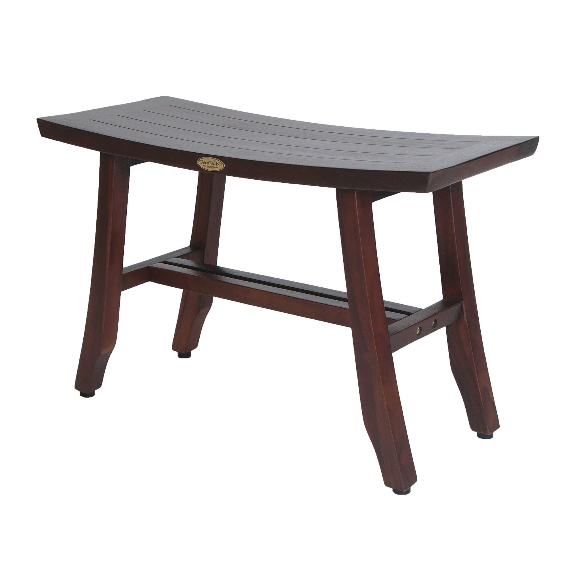 Waterproof Teak Shower Bench - 24 Inch Brown Stool for Bathroom Safety & Storage