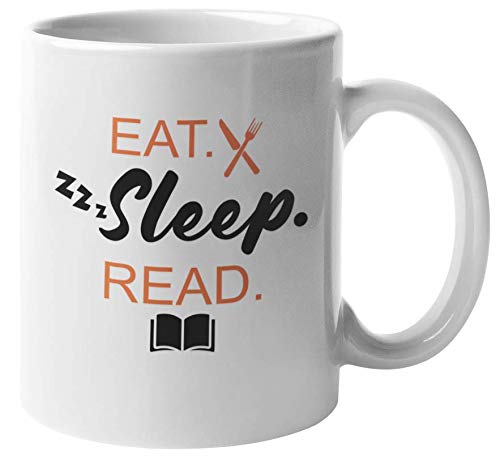 Funny Coffee Mug for Book Lovers - 11oz Ceramic Cup with 'Eat Sleep Read' Design - Perfect Gift for Readers & Bibliophiles - Great for Home, Office, or Library Use