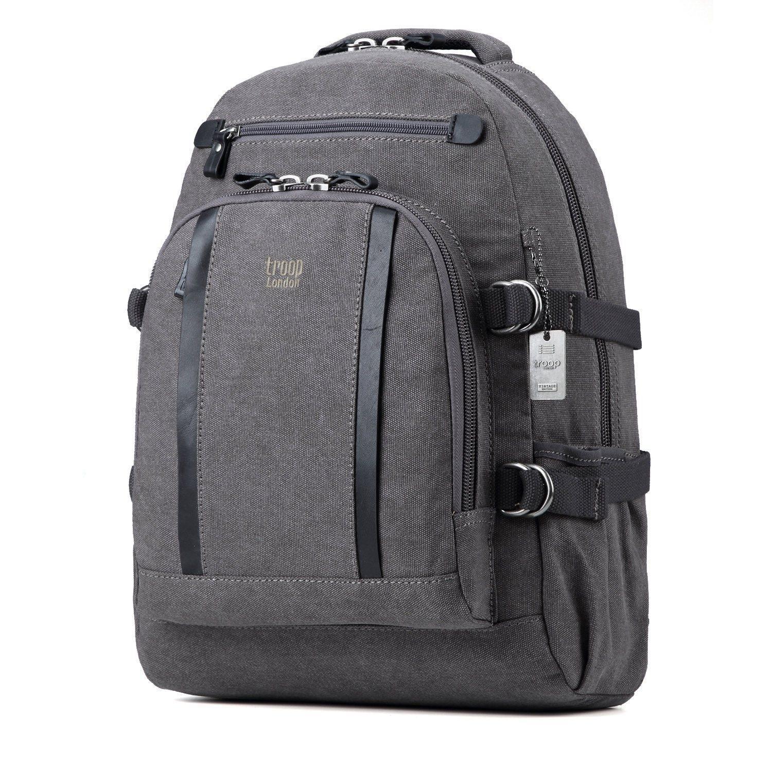 TRP0257 Troop London Classic Canvas Laptop Backpack - Large 15.6 Inch Waterproof Travel Backpack for Men & Women - Perfect for Work, School, College & Business Trips