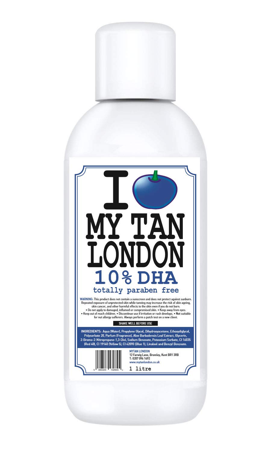 I Love My Tan London Spray Tan Solution - 1 Litre Medium 10% DHA (Juicy Fruit Scent) for Natural-Looking Sunless Tanning at Home or Salon