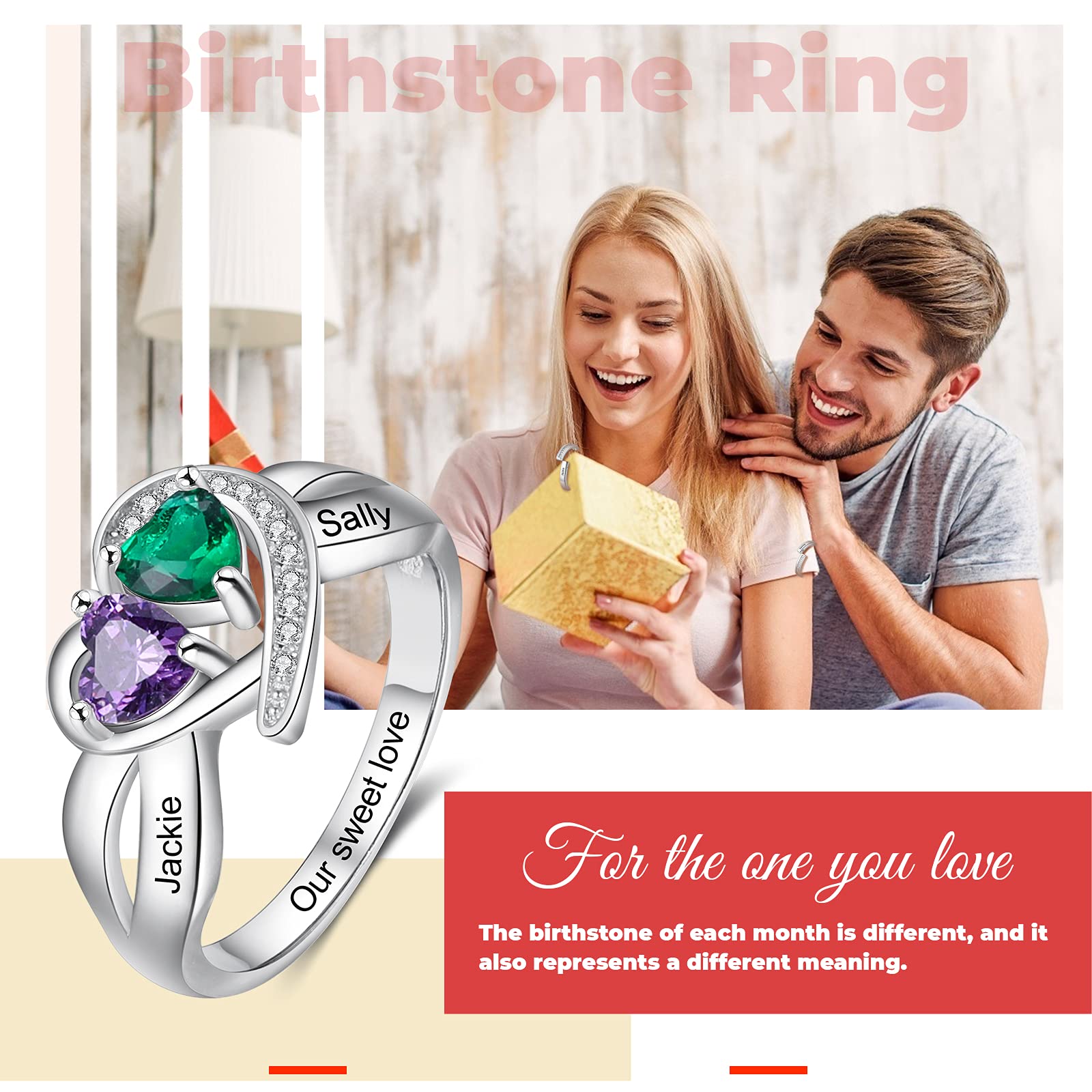 Personalized Mother Promise Rings - Birthstone Engagement Rings for Women - Wedding & Love Gifts