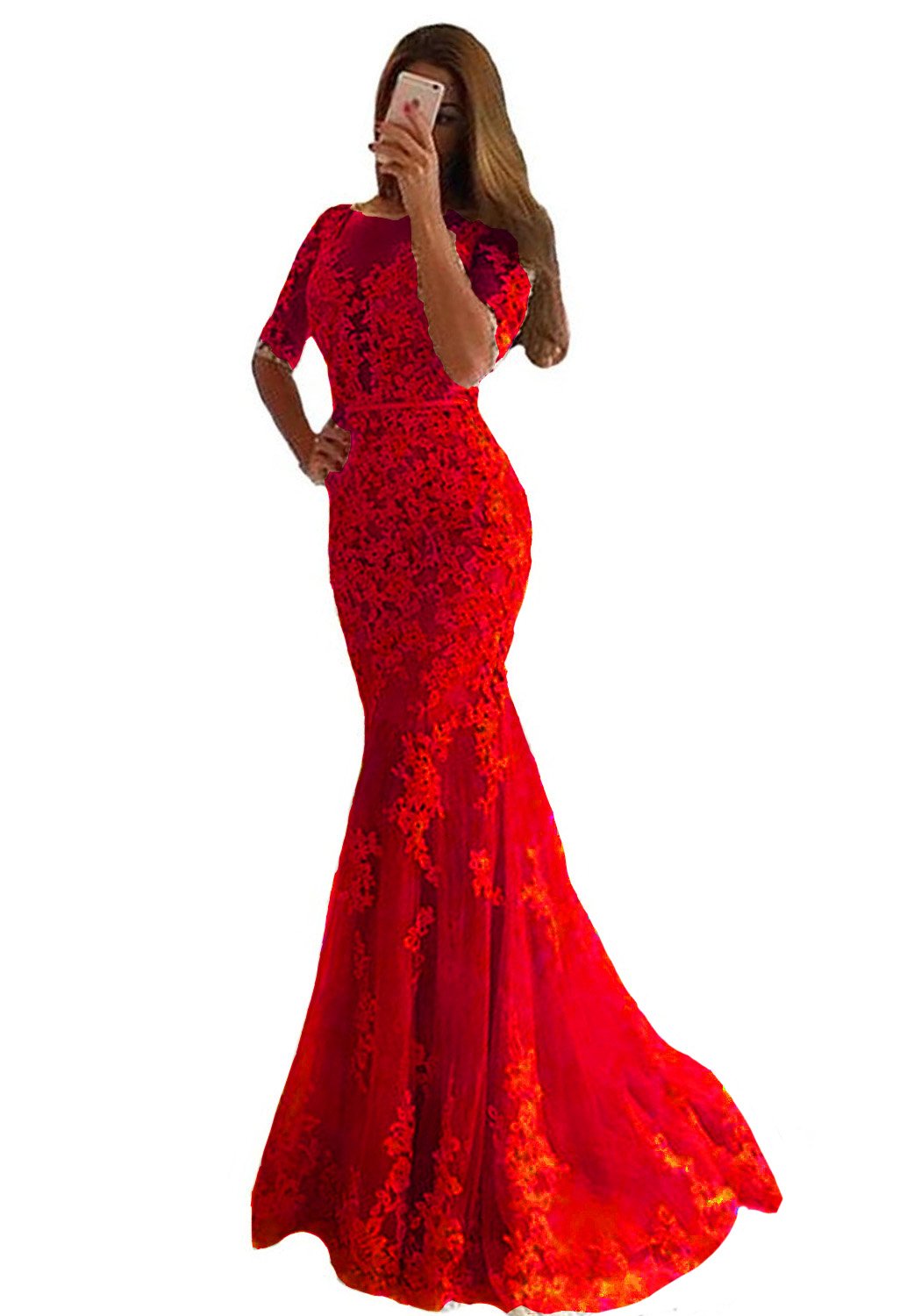Lemai Women's Mermaid Long Lace Formal Prom Dress - Elegant Evening Gown for Homecoming, Wedding Guest & Special Occasions