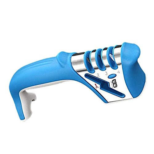 4-in-1 Multi-functional Knife Sharpener - Handheld Kitchen Tool with Tungsten, Diamond & Ceramic Whetstone for Home & Professional Use (Blue) | Perfect for Chefs, Camping & Everyday Kitchen Maintenance