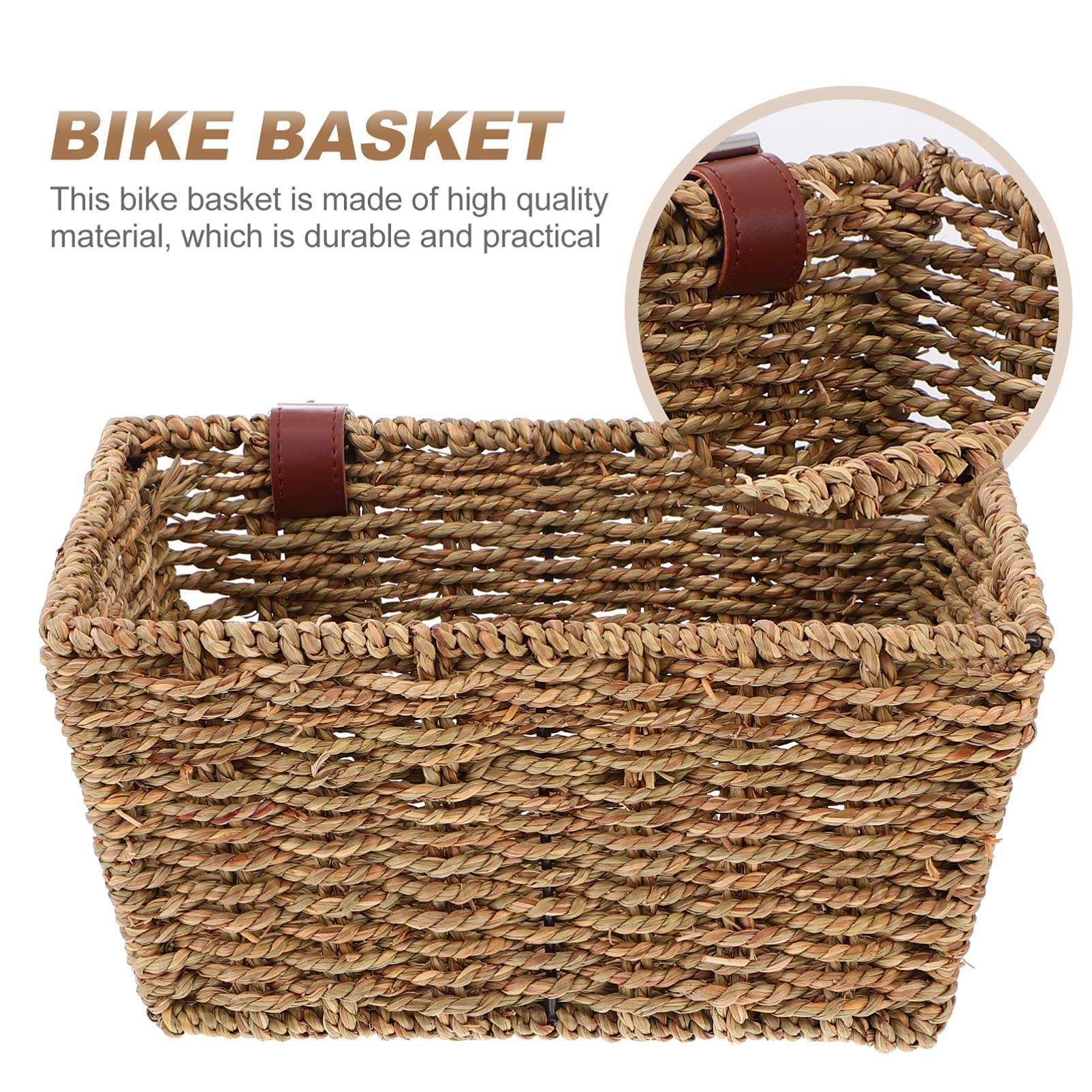 Cabilock Woven Wicker Bike Basket with Lid - Front Handlebar or Rear Cargo Basket for Bicycles - Perfect for Groceries, Picnics & Commuting (Random Color)
