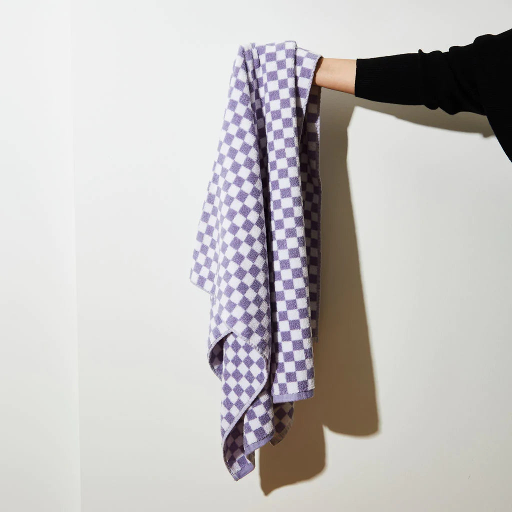 Premium Soft Lilac Check Bath Towel Set - Ultra Absorbent & Quick Dry for Spa, Beach, and Home Use