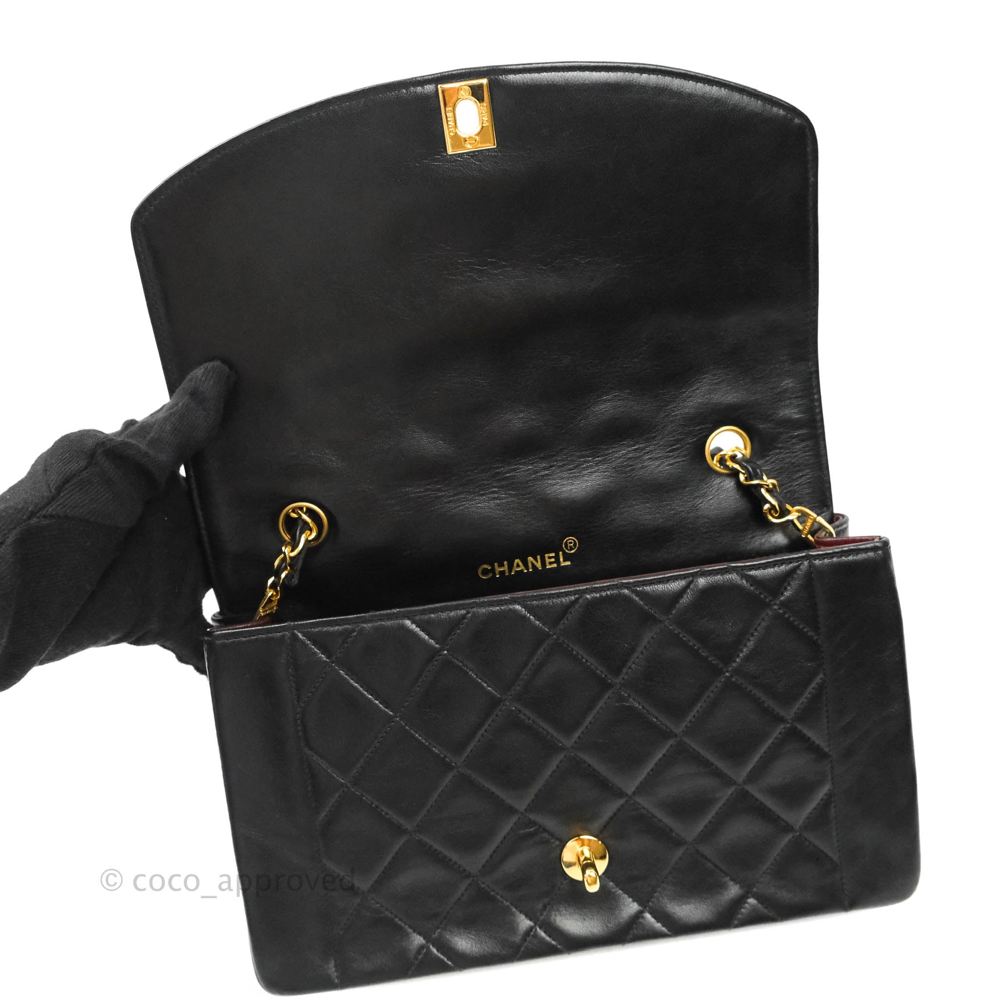 Vintage Chanel Black Quilted Lambskin Medium Classic Diana Flap Bag - Luxury Designer Handbag for Women, Perfect for Evening Events & Special Occasions