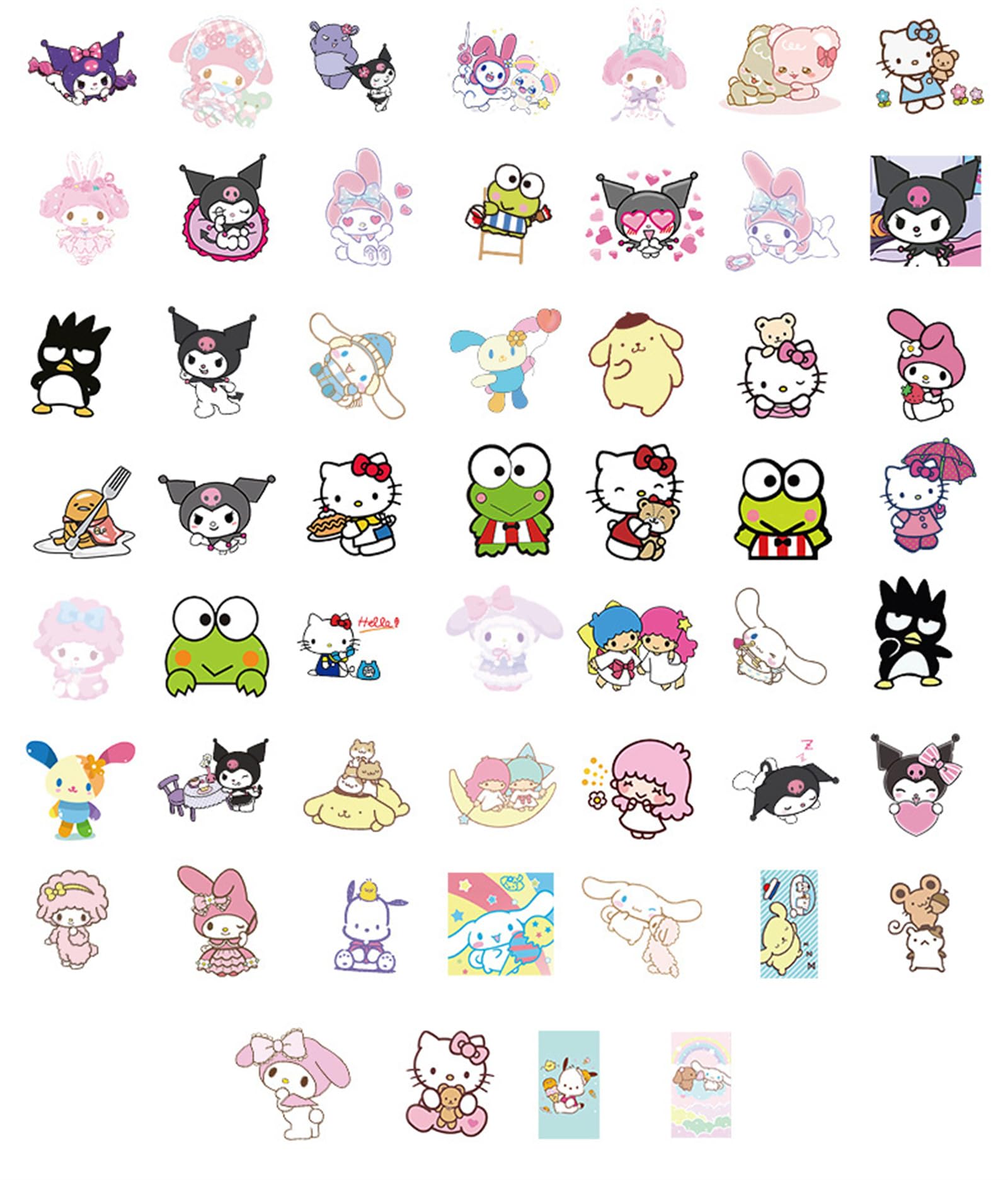 100Pcs Kawaii Cartoon Stickers for Girls - Cute Mixed Decals for Kids, Teens & Adults | Perfect for Scrapbooking, Laptop Decoration & DIY Crafts