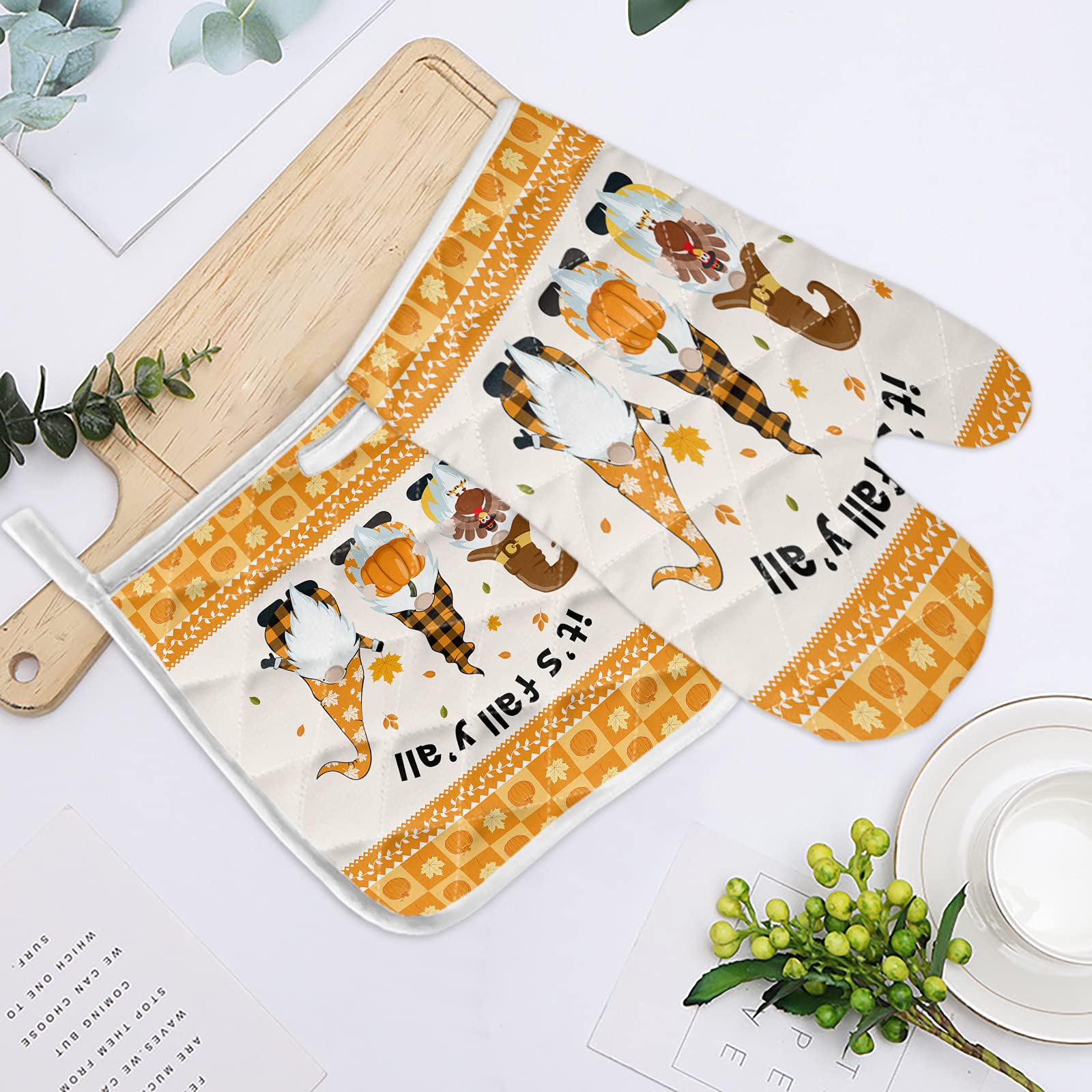 Heat Resistant Oven Mitts and Pot Holders Set - 6.5