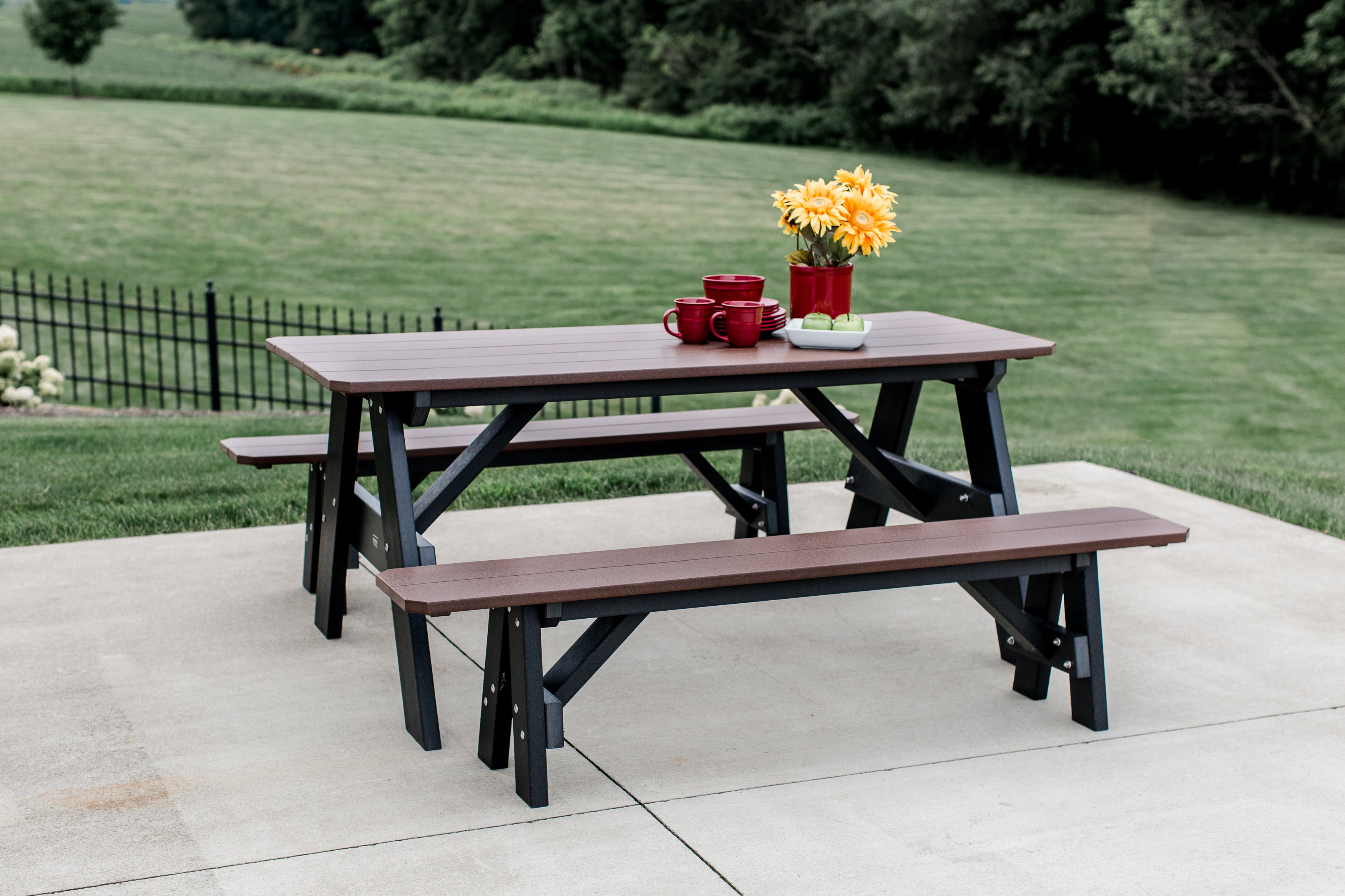Heritage 72-Inch Outdoor Picnic Table with Detachable Benches - Perfect for Backyard BBQs, Camping & Family Gatherings