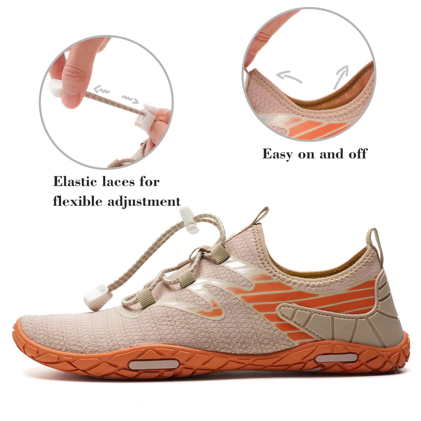 WateLves Quick-Dry Water Shoes for Men & Women - Lightweight Aqua Socks for Beach, Swimming, Surfing, Yoga & Water Aerobics - Breathable Pool Shoes (Apricot, Size 40) - Perfect for Summer Water Activities & Outdoor Sports
