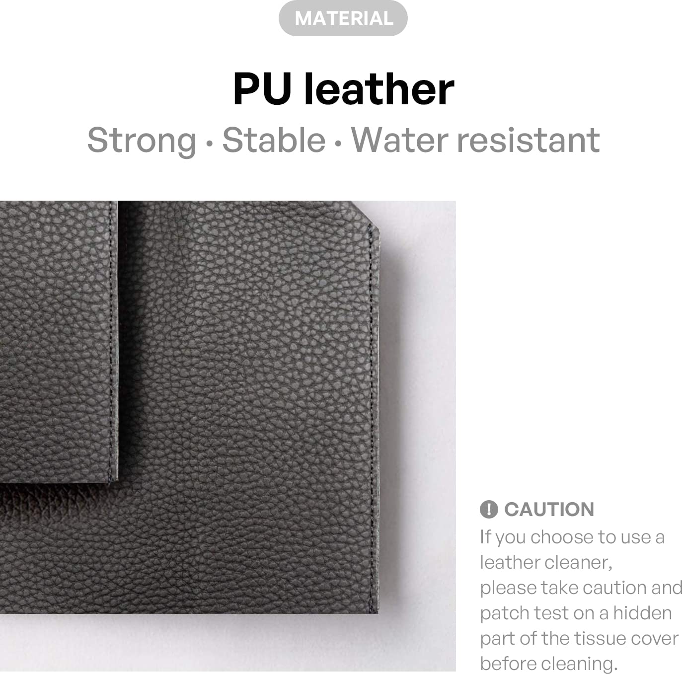 Premium PU Leather Tissue Box Cover - Modern Square Decorative Holder for Bathroom, Office & Car (5