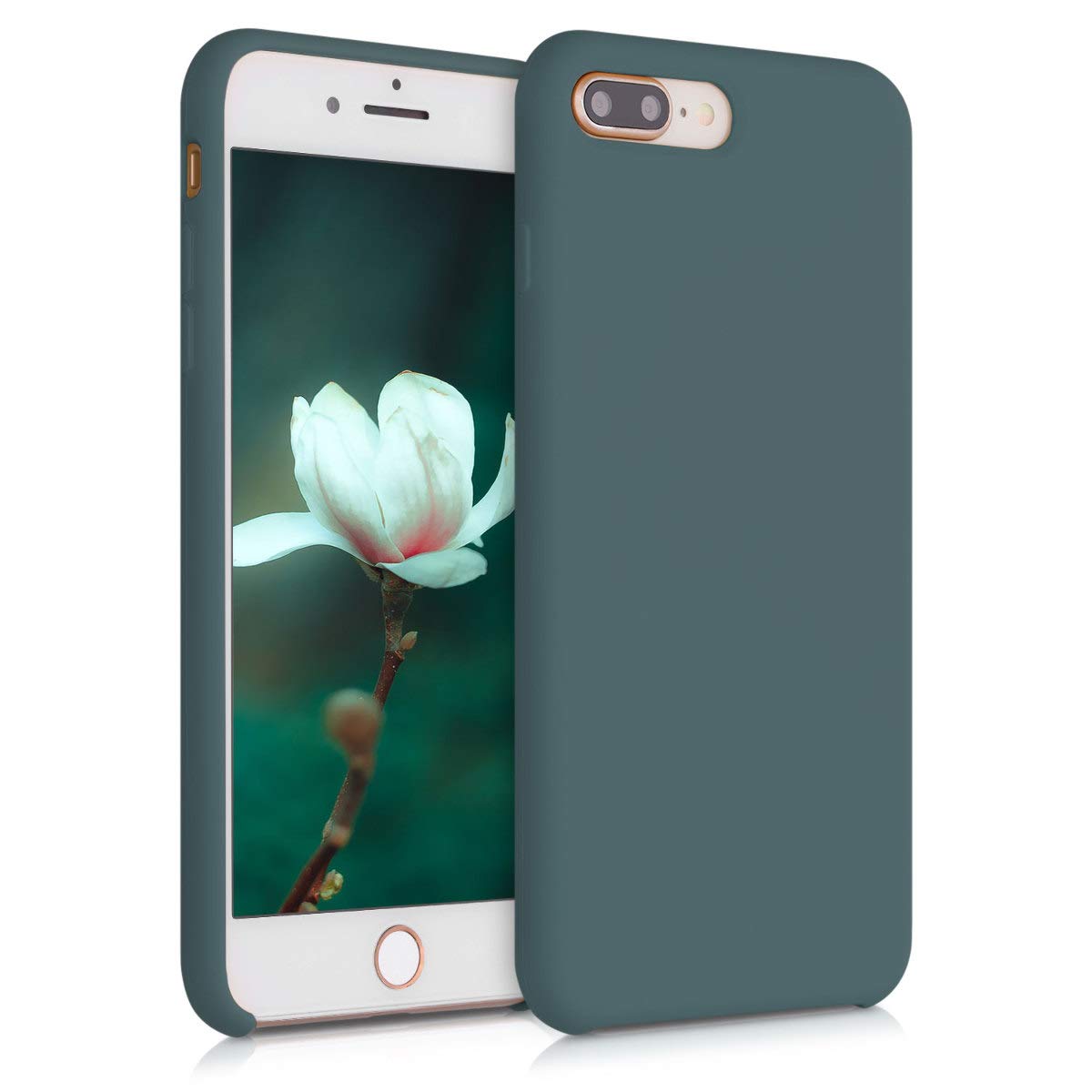 kwmobile Premium TPU Silicone Case for Apple iPhone 7 Plus/iPhone 8 Plus - Shockproof Protective Phone Cover with Soft Matte Finish in Dark Slate - Perfect for Everyday Use, Work & Travel Protection