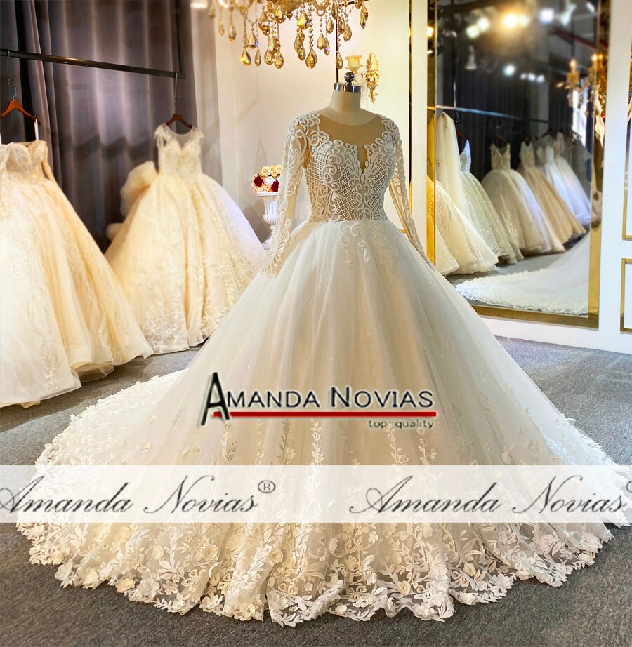 NS4044 Nude Color Lace Wedding Dress for Bride - Perfect for Beach, Garden & Church Ceremonies