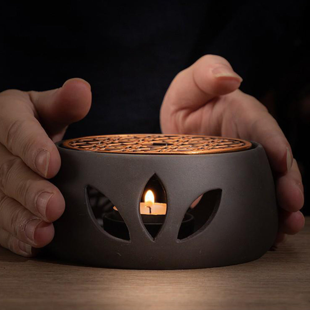 Premium Ceramic Teapot Warmer with Copper Plate - Handcrafted Tea Accessory for Keeping Tea Hot - Perfect for Home, Office & Tea Ceremonies
