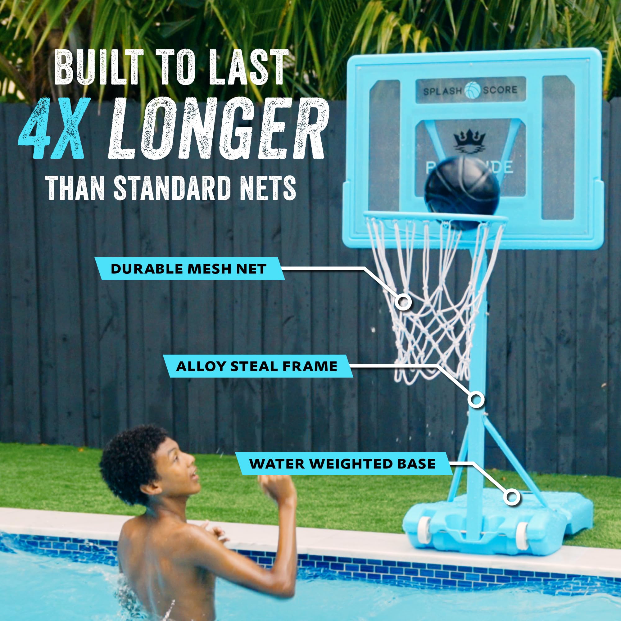 Adjustable Height Basketball Hoop Kit for Kids, Teens & Adults - Outdoor Sports Equipment for Backyard, Pool & Water Games - Perfect for Summer Fun & Family Activities