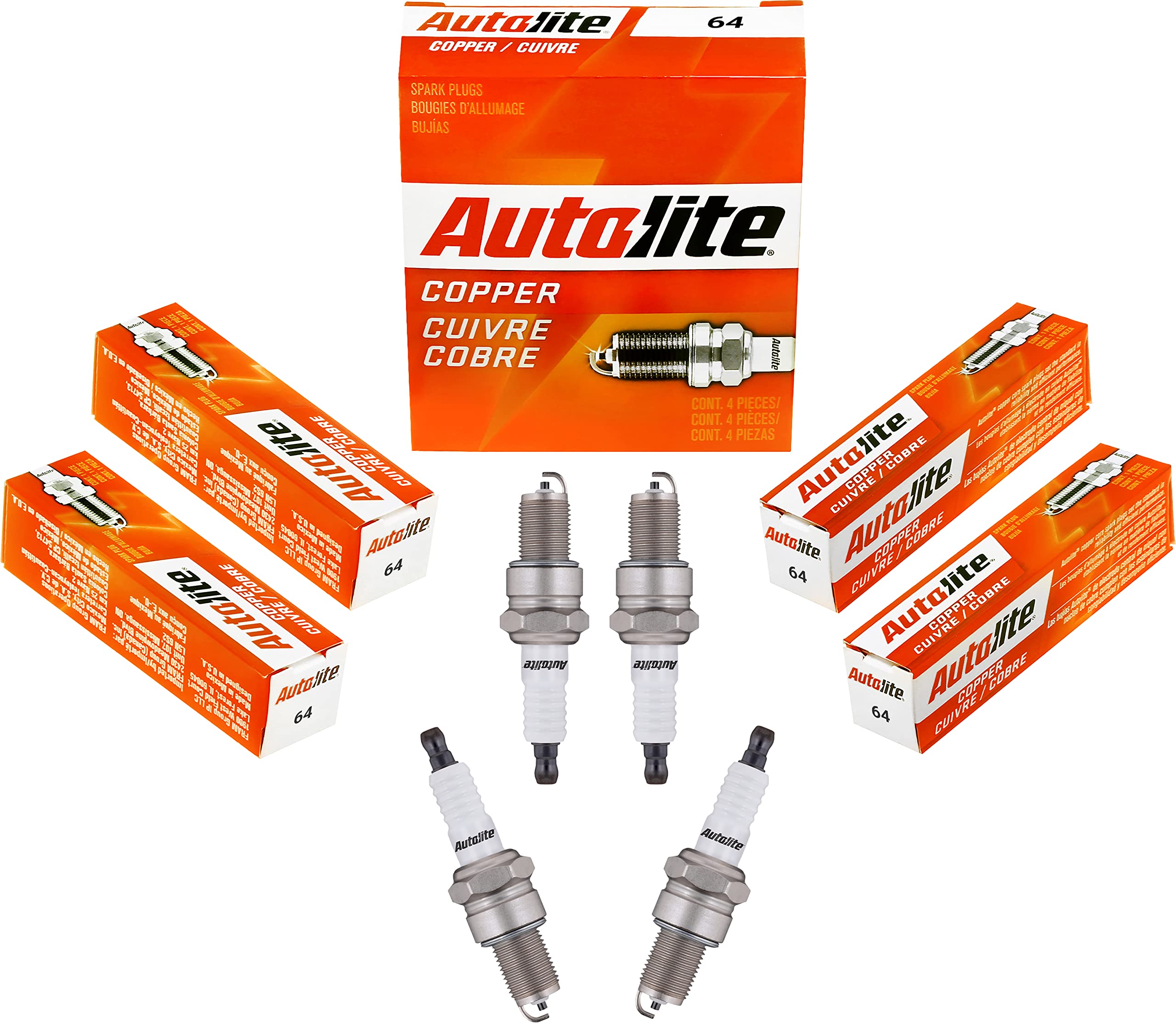Autolite 64 Copper Resistor Automotive Spark Plugs - 4 Pack - High Performance Replacement for Cars & Trucks - Ideal for Daily Commuting & Highway Driving