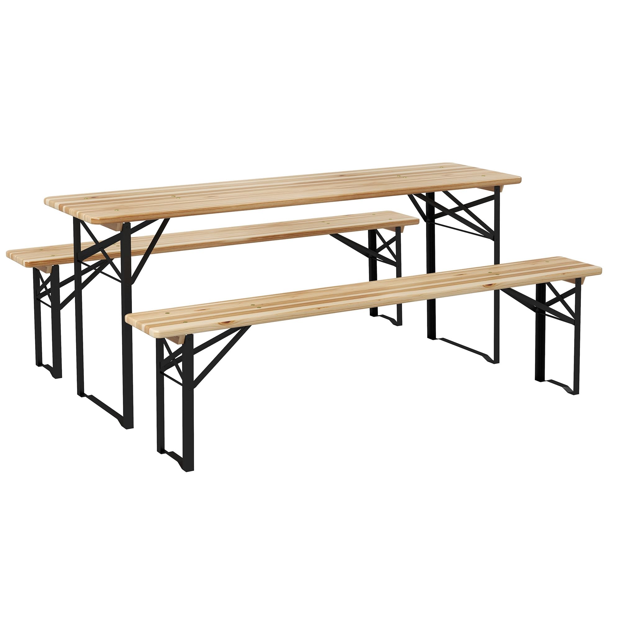 Outsunny 6-Foot Portable Folding Picnic Table with Benches - Solid Wood Outdoor Dining Set for Camping, Backyard, Patio & Garden - Perfect for BBQs, Picnics & Family Gatherings