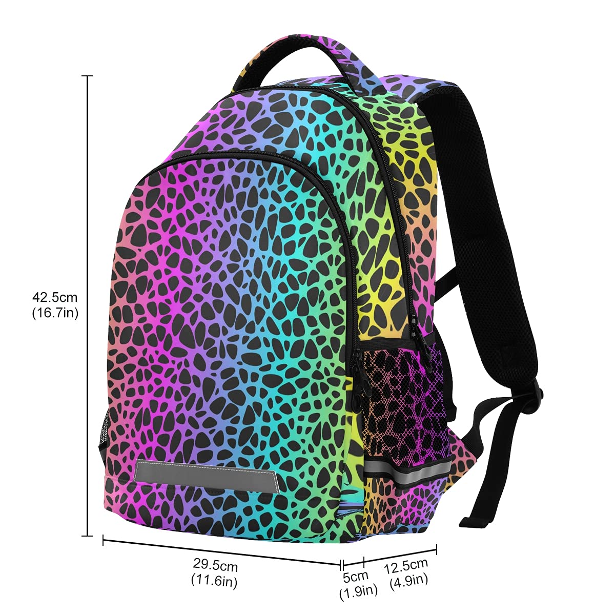Rainbow Leopard Print Backpack for Kids & Teens - Lightweight School Backpack, Durable Travel Daypack for Boys & Girls - Perfect for School, College, Hiking & Daily Use