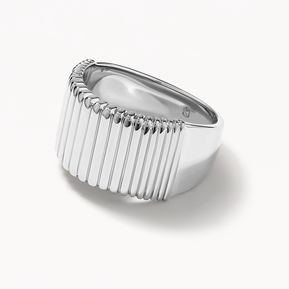 Stylish Silver Ribbed Tapered Barrel Ring - Perfect for Everyday Wear, Date Nights & Special Occasions
