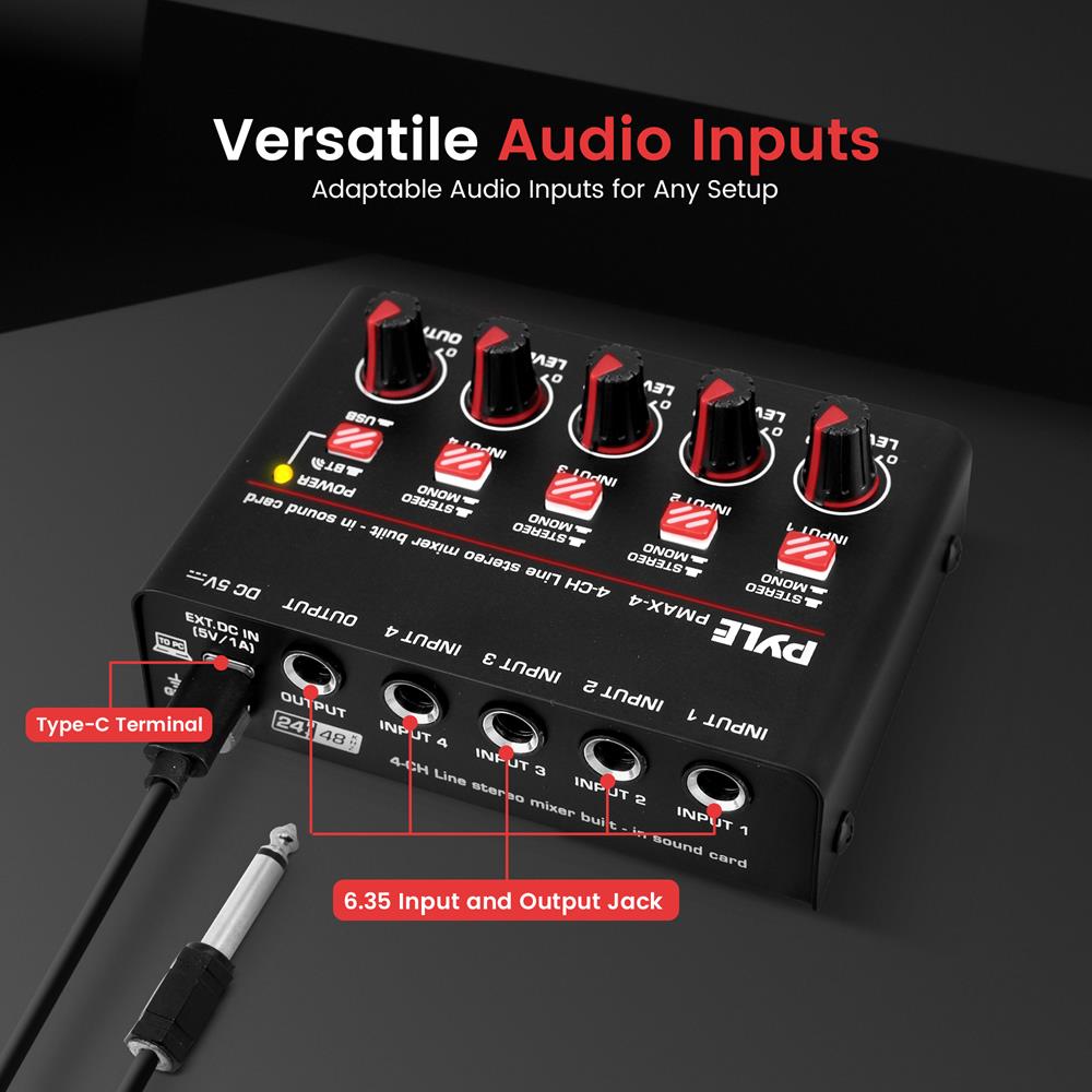 Compact Bluetooth Line Mixer for DJs & Musicians - Perfect for Live Performances & Studio Recording