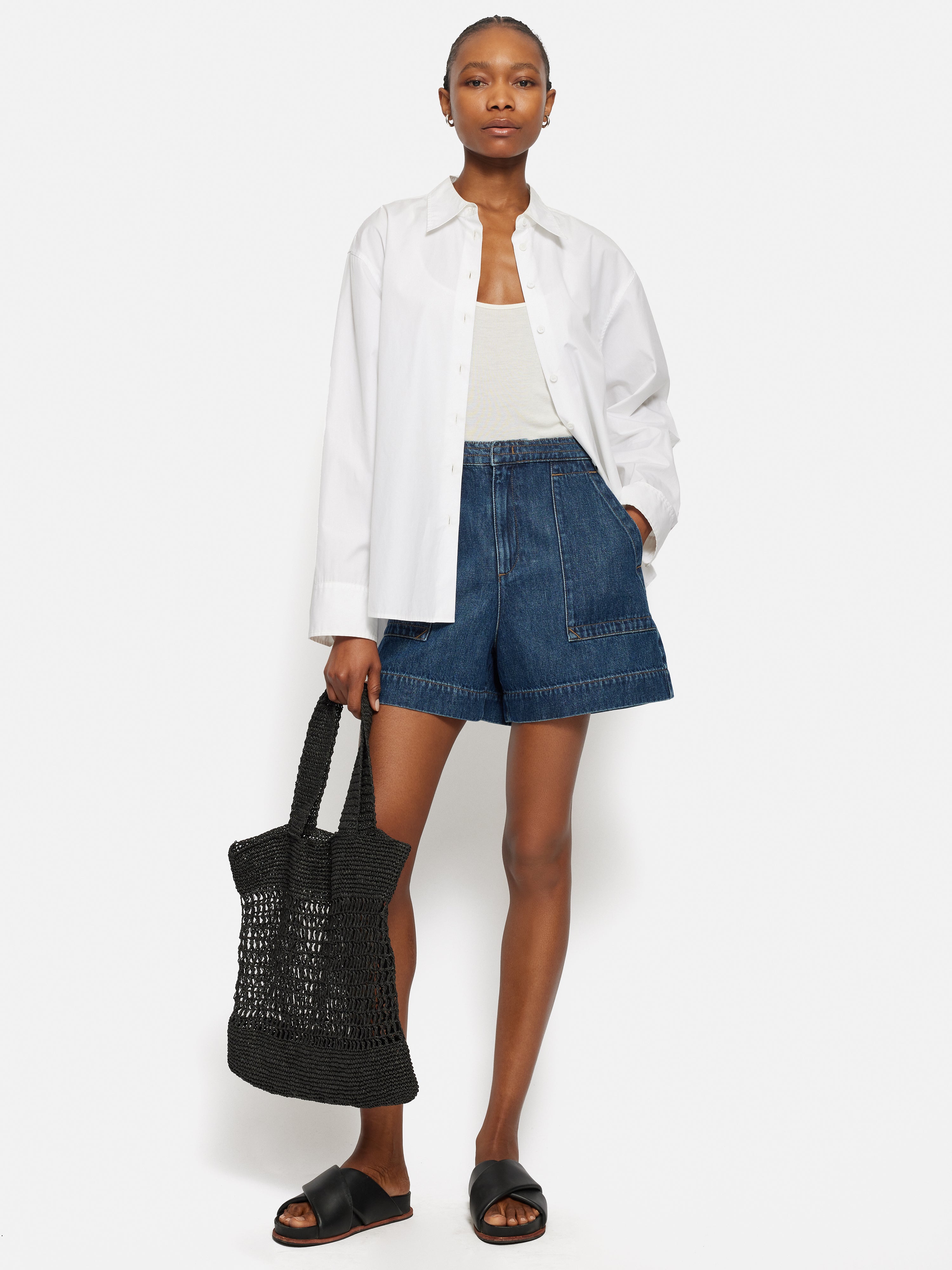 Stylish Denim Patch Pocket Shorts for Women & Men - Trendy Blue Casual Shorts for Summer Outfits, Beach, and Everyday Wear