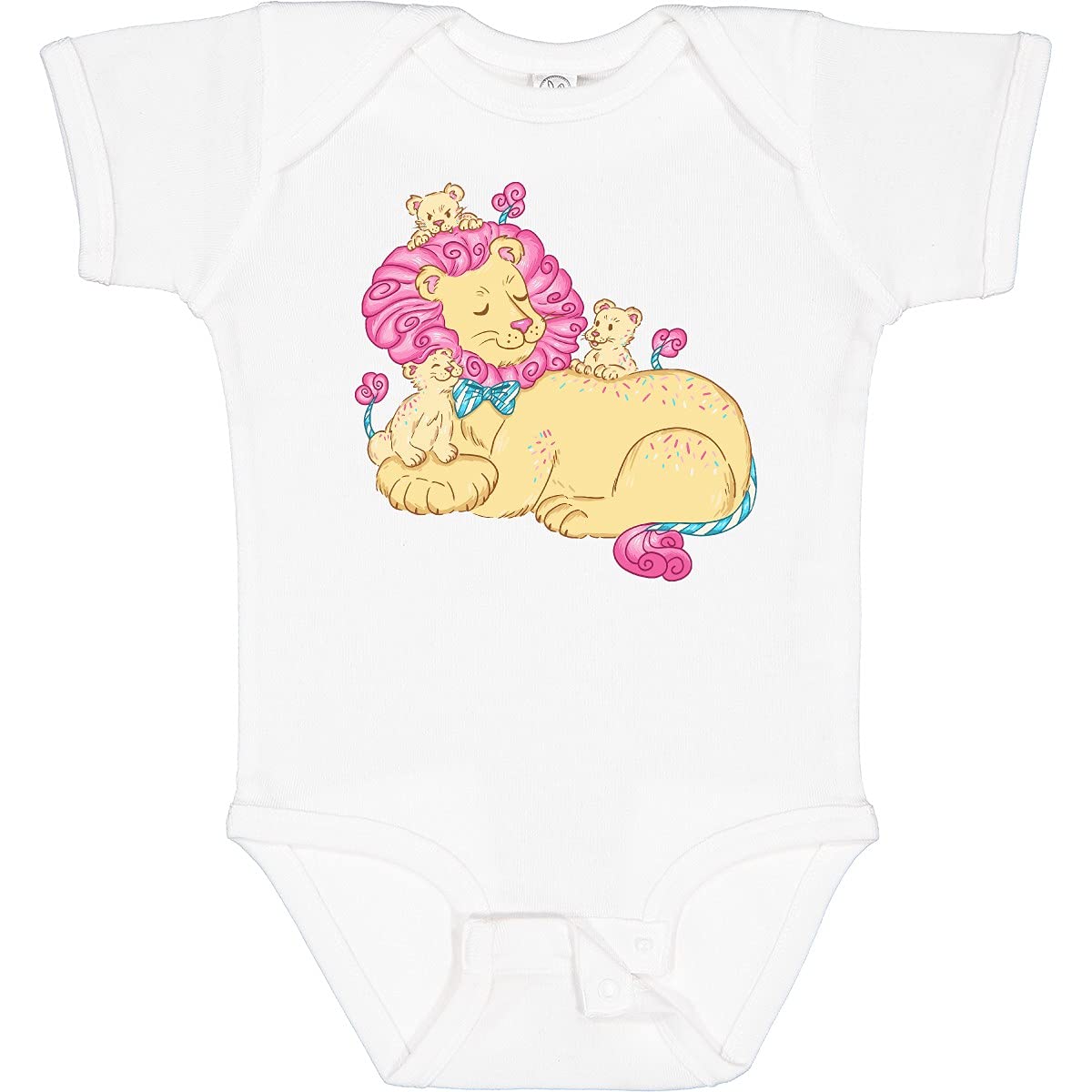 Inktastic Cotton Candy Lions with Pink Mane Baby Bodysuit - Soft Cute Unisex Onesie for Newborns & Infants - Perfect for Baby Showers, Birthdays & Photo Shoots
