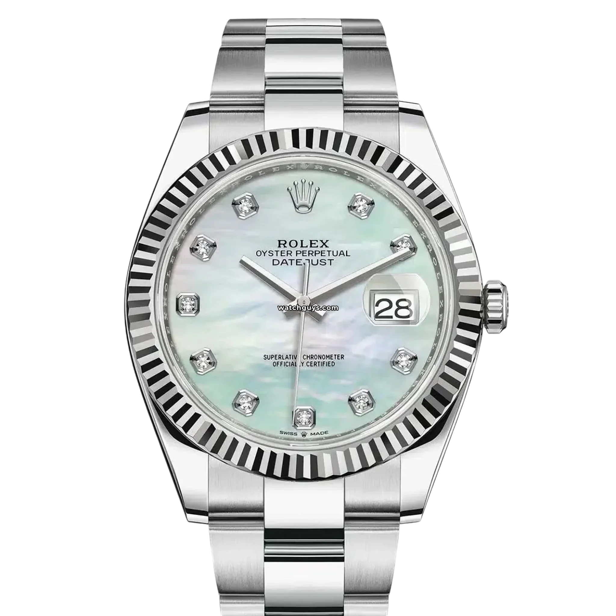 Rolex Datejust 126334 Men's Watch - 36mm Stainless Steel, Mother of Pearl Dial with Diamond Hour Markers - Luxury Dress Watch for Business & Formal Occasions