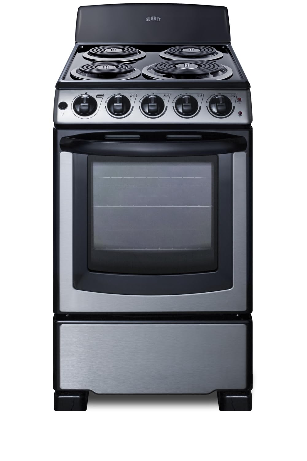 Summit Appliance PROEL20SS 20-Inch Stainless Steel Electric Range - 4 Coil Burners, Porcelain Oven Interior & Chrome Drip Pans - Perfect for Small Kitchens, Apartments & RVs