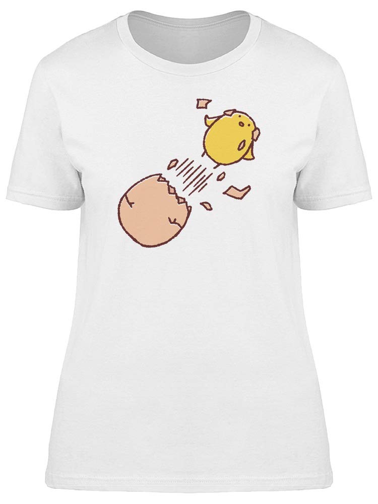 Smartprints Women's Funny Chicken Jumping from Egg Shell Graphic T-Shirt - Cute & Comfortable Casual Wear for Everyday Outfits