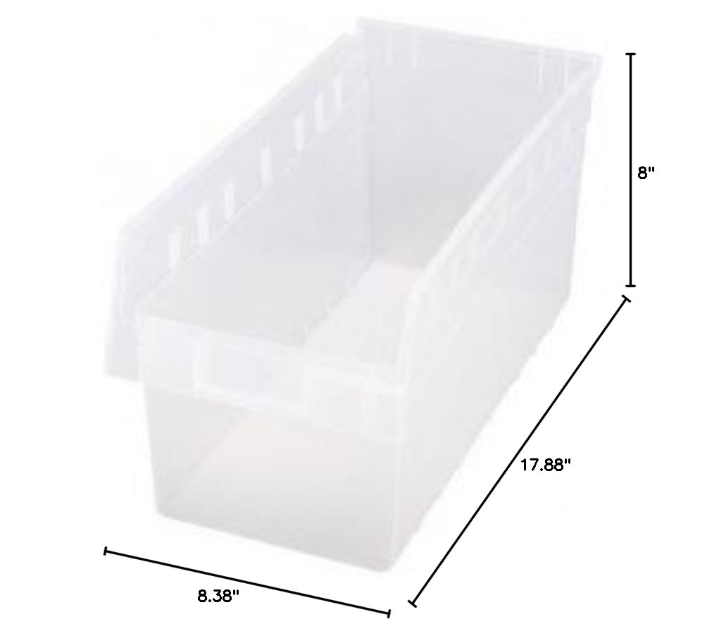 Clear Plastic Storage Bins with Lids - 17.88 x 8.38 x 8 Inches, Stackable Organizer Boxes for Home, Office, Garage & Closet Organization - Perfect for Toys, Clothes, Books & Craft Supplies Storage