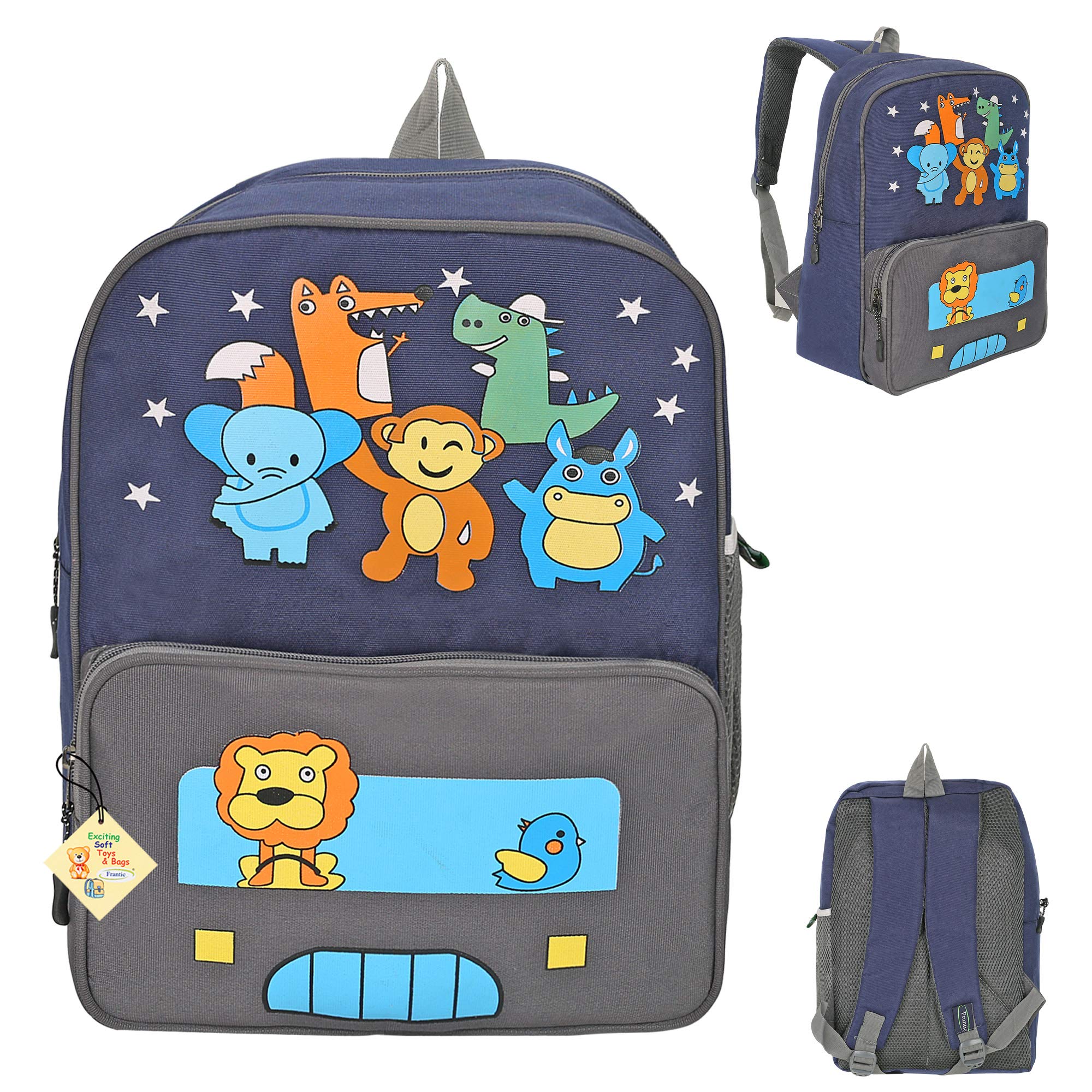 Frantic Kids PU School Backpack for Toddlers - Lightweight Preschool Bag for Boys & Girls Ages 2-5 - Perfect for Kindergarten, Daycare, Picnics & Travel
