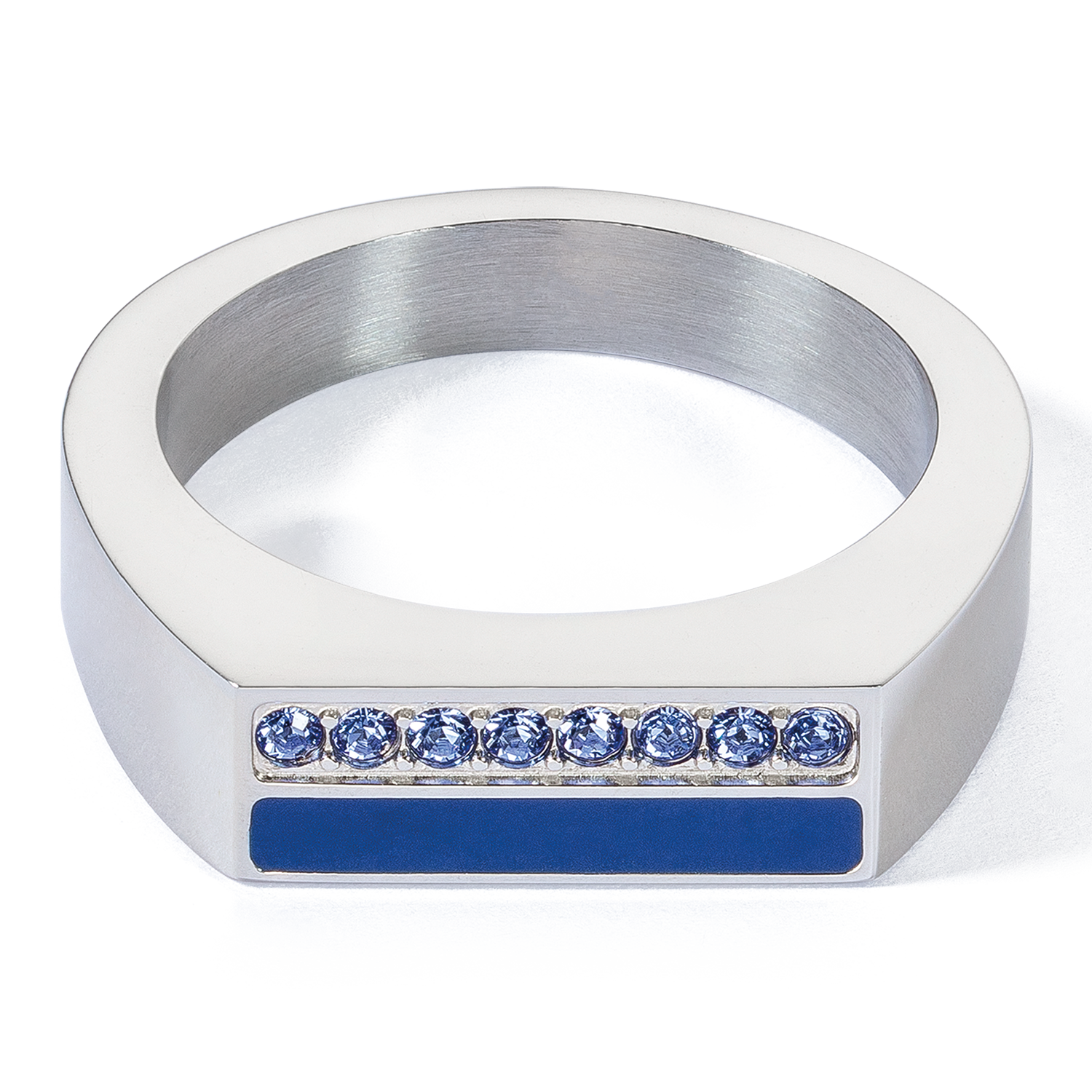 Elegant Square Striped Ring in Silver & Blue - Perfect for Casual Wear, Parties, and Everyday Fashion Accessories