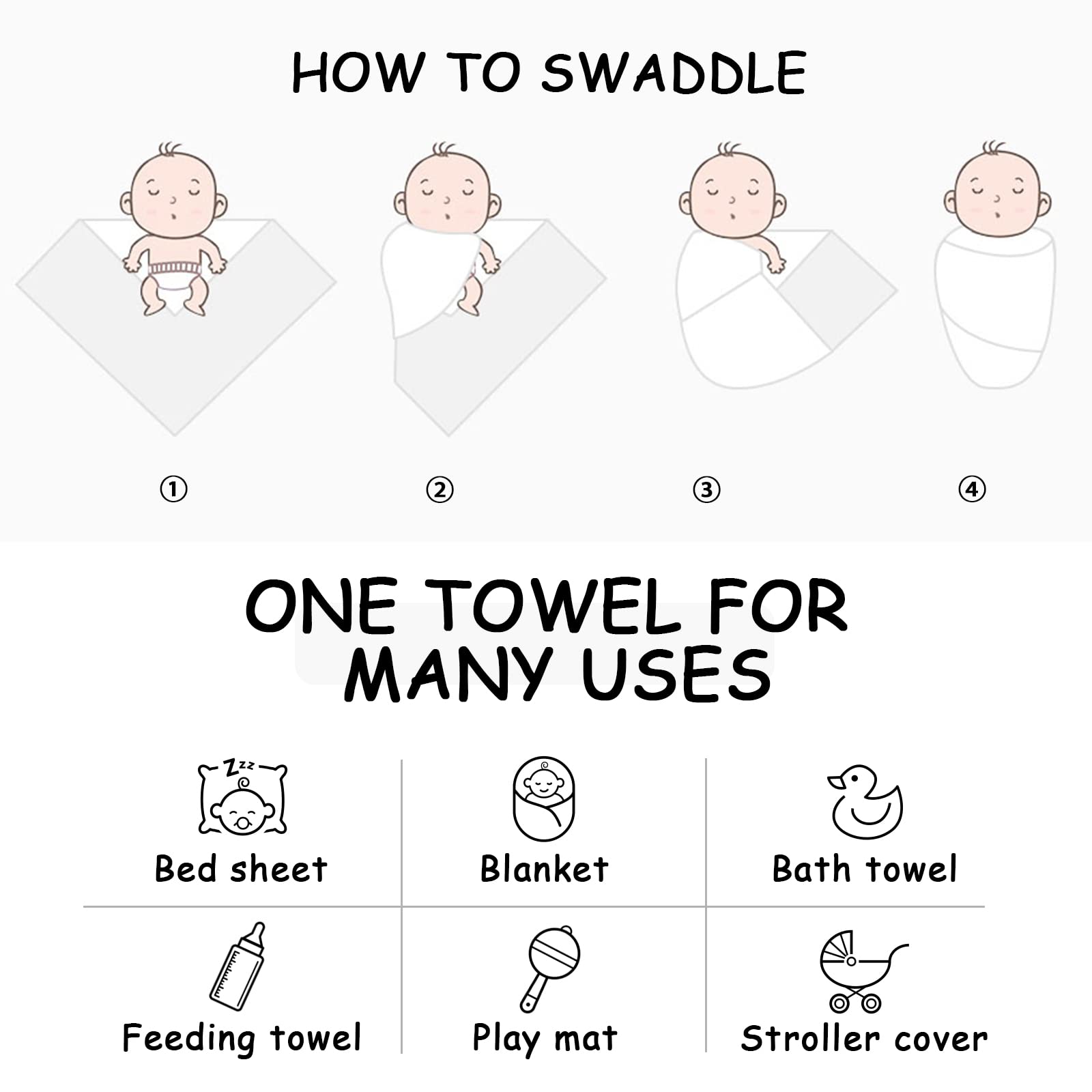 DRESHOW BQUBO Newborn Cotton Receiving Blankets - Soft & Warm Baby Swaddle with Mittens & Bow Hat - Perfect for Hospital, Sleep, and Baby Shower Gifts - Ideal for Newborns 0-6 Months