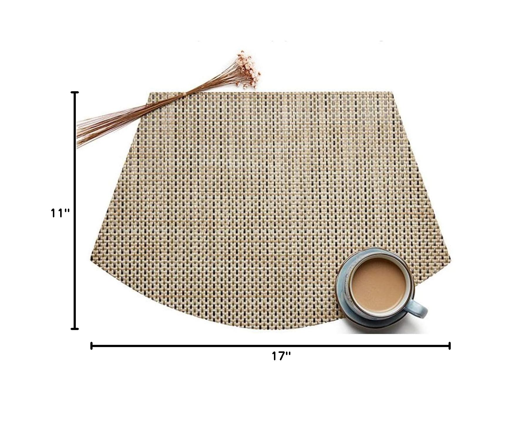 Round Table Placemats Set of 4 - Heat Resistant Wedge Placemats for Dining Table - Wipe Clean Table Mats Pads (Black) - Perfect for Family Dinners, Parties & Daily Use
