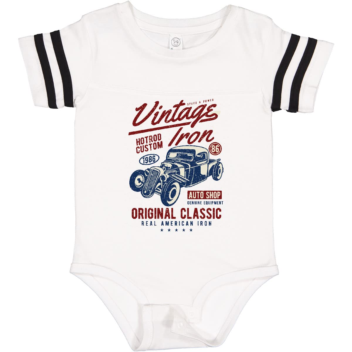 Vintage Iron Car Baby Bodysuit - Cute Graphic Onesie for Infants & Toddlers - Perfect for Car Lovers, Family Outings & Photo Shoots