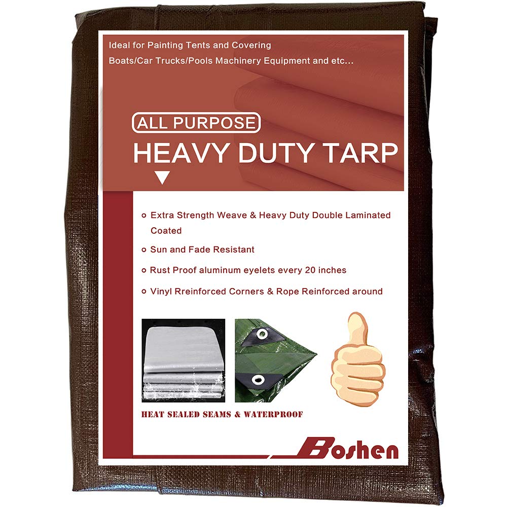 16 Mil 30x30FT Heavy Duty Waterproof Tarp Cover - UV & Rip Resistant, Reinforced Edges - Multi-Purpose Tarpaulin for Boat, RV, Canopy, Camping Tent, Shelter - Perfect for Outdoor Adventures, Construction Sites & Emergency Protection