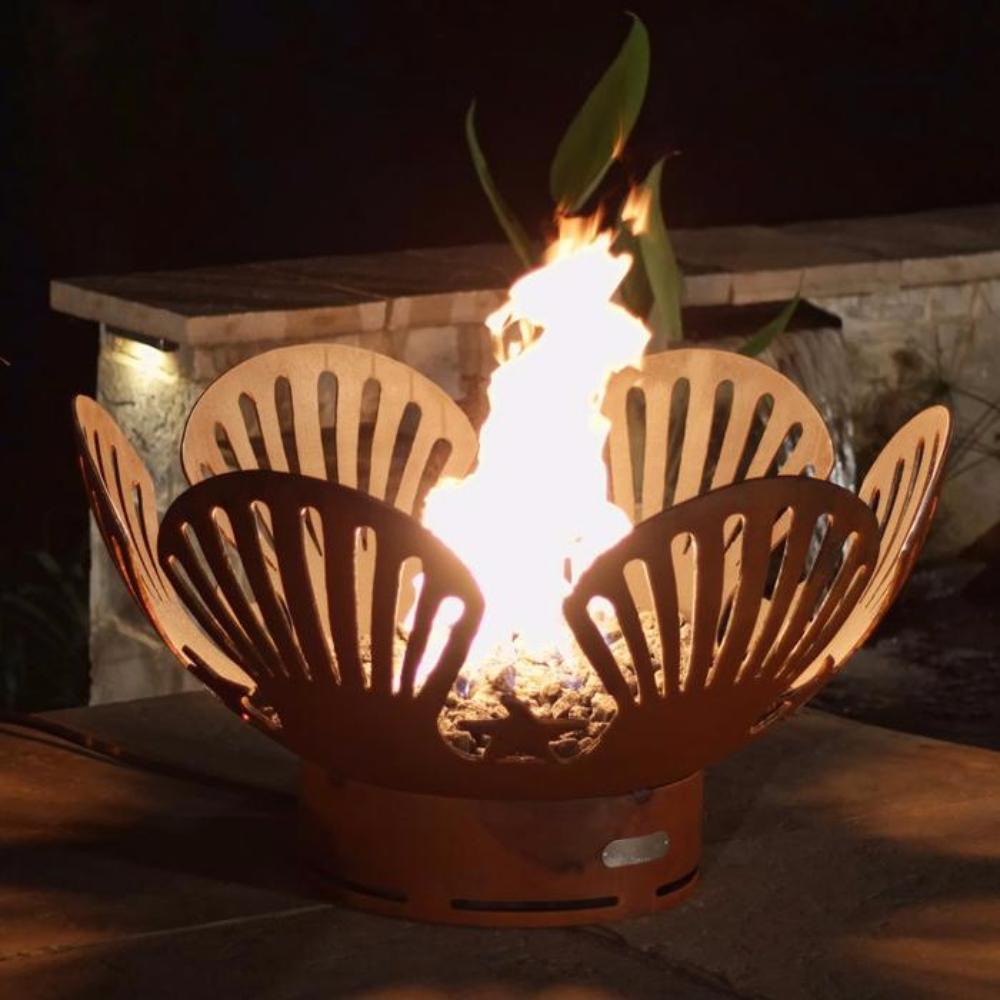 Barefoot Beach 41 Inch Handcrafted Carbon Steel Gas Fire Pit - Outdoor Patio Heater for Backyard, Poolside & Camping Gatherings
