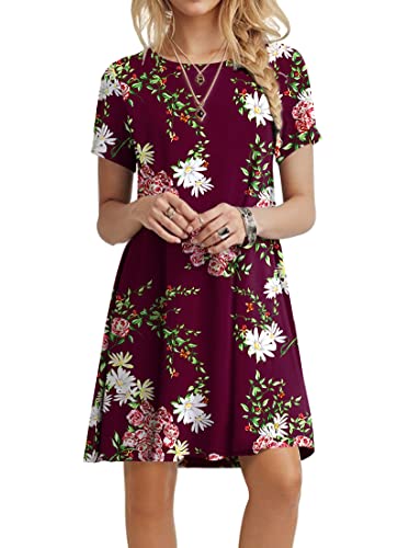 Crewneck Dress-floral-wine