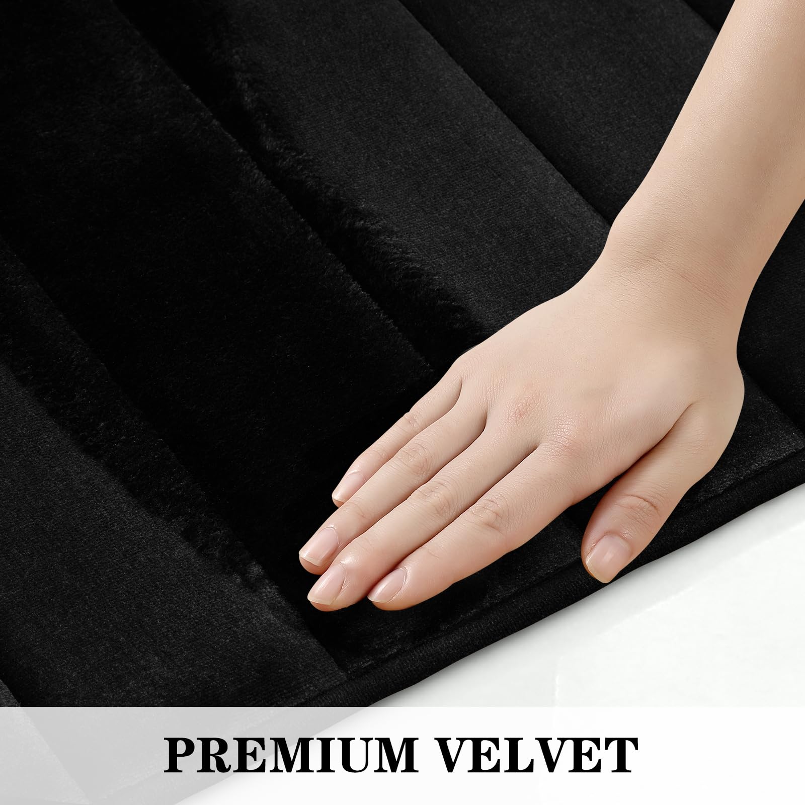 BYSURE 3-Piece Black Memory Foam Bathroom Rug Set - Non-Slip, Super Soft & Absorbent, Machine Washable Bath Mats for Toilet & Shower - Perfect for Bathroom Safety and Comfort