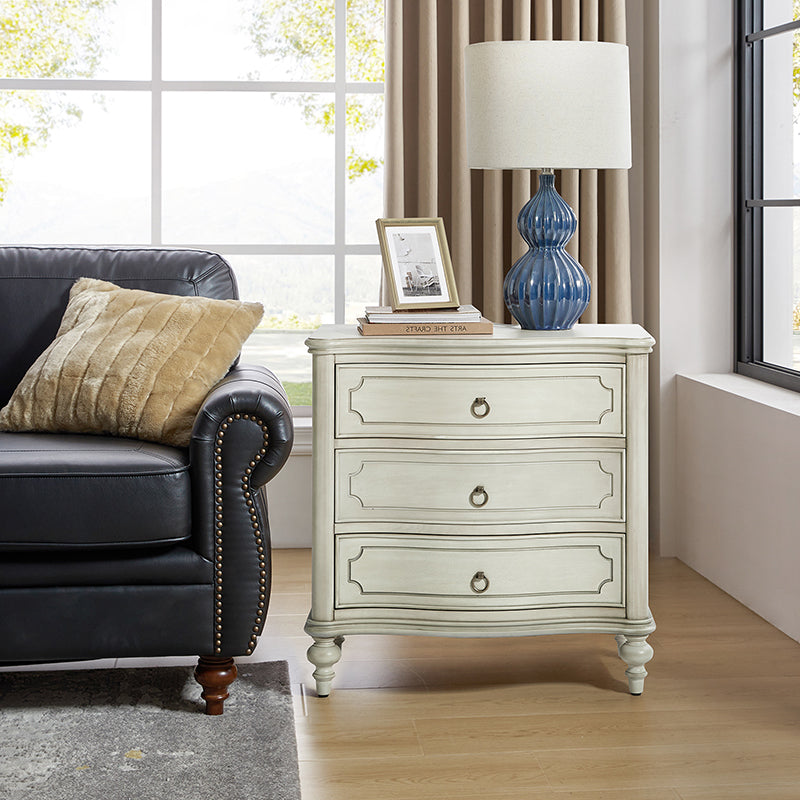 Bernhard 3 Drawer Traditional Nightstand with USB Outlets - Solid Wood Bedside Table for Bedroom, Living Room & Office - Charging Station & Storage Cabinet