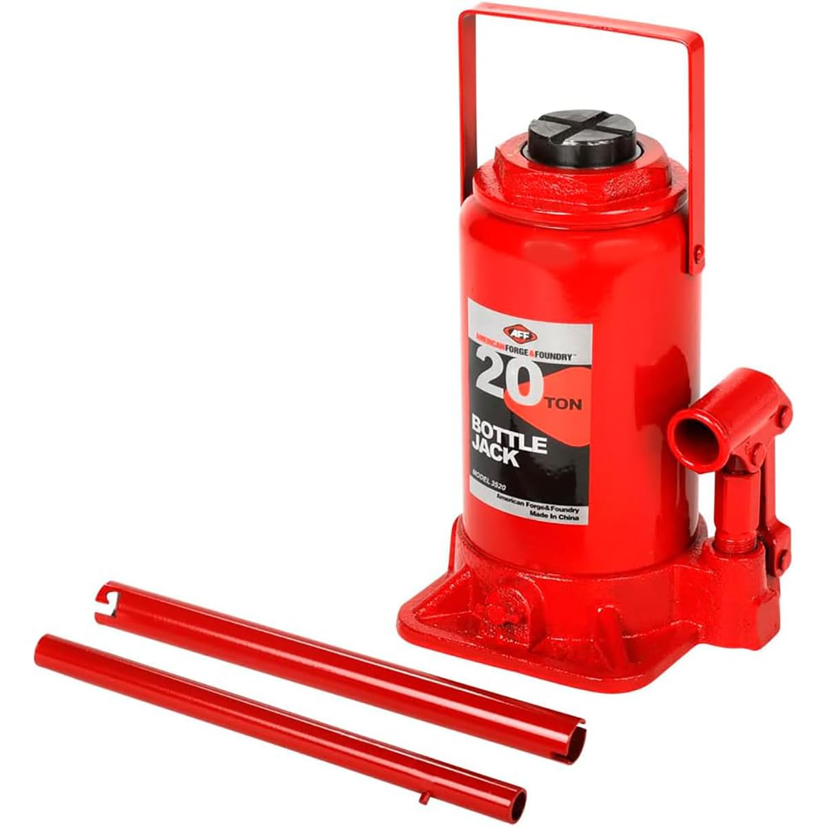 20 Ton Heavy Duty Bottle Jack - Manual Hydraulic Jack with Hardened Steel Saddles, Centered Pumps & Rams (Model 3520) - Ideal for Auto Repair, Construction, and Industrial Lifting Applications