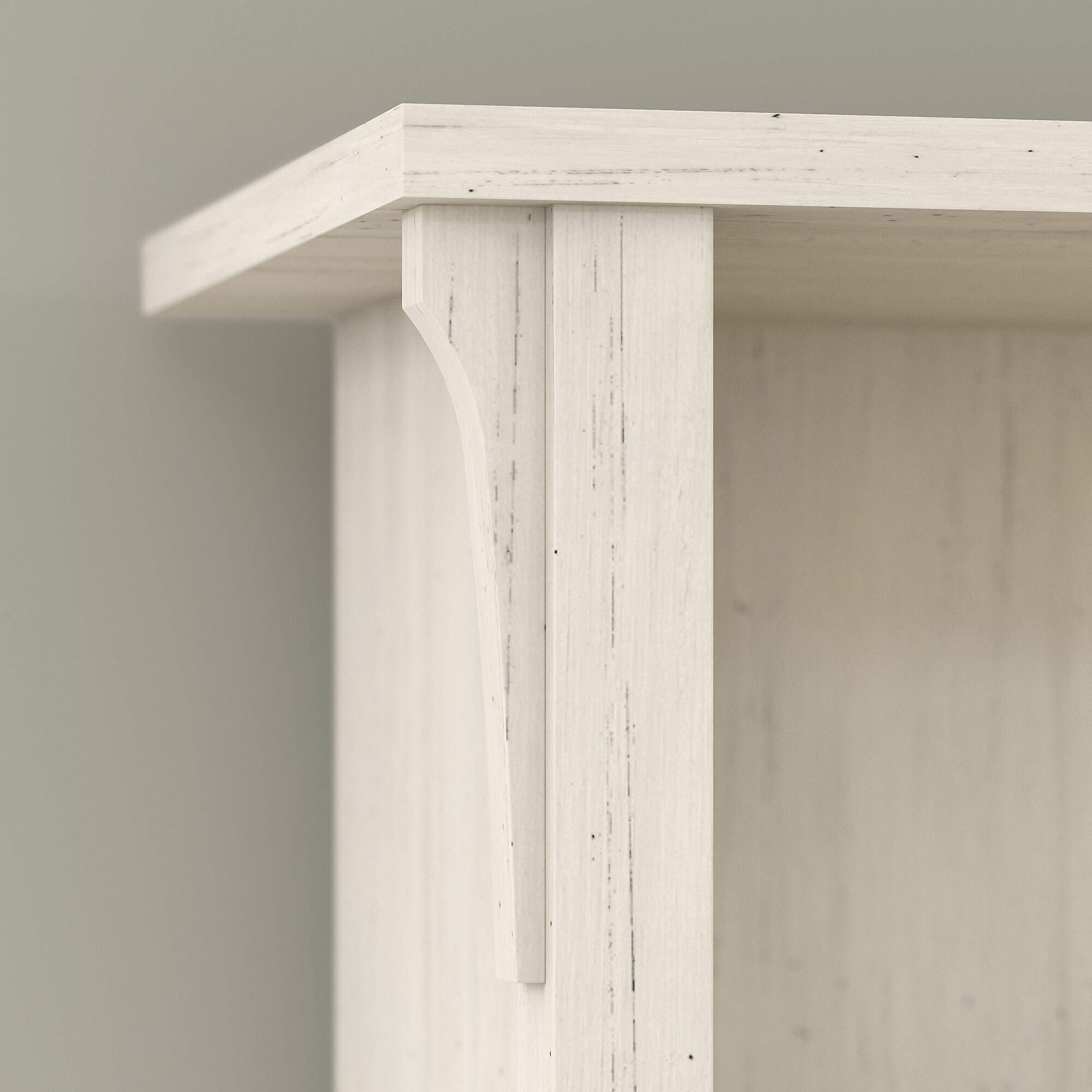 60-Inch L-Shaped Desk Hutch in Antique White MDF - Perfect for Home Office, Study Room & Workspace Organization