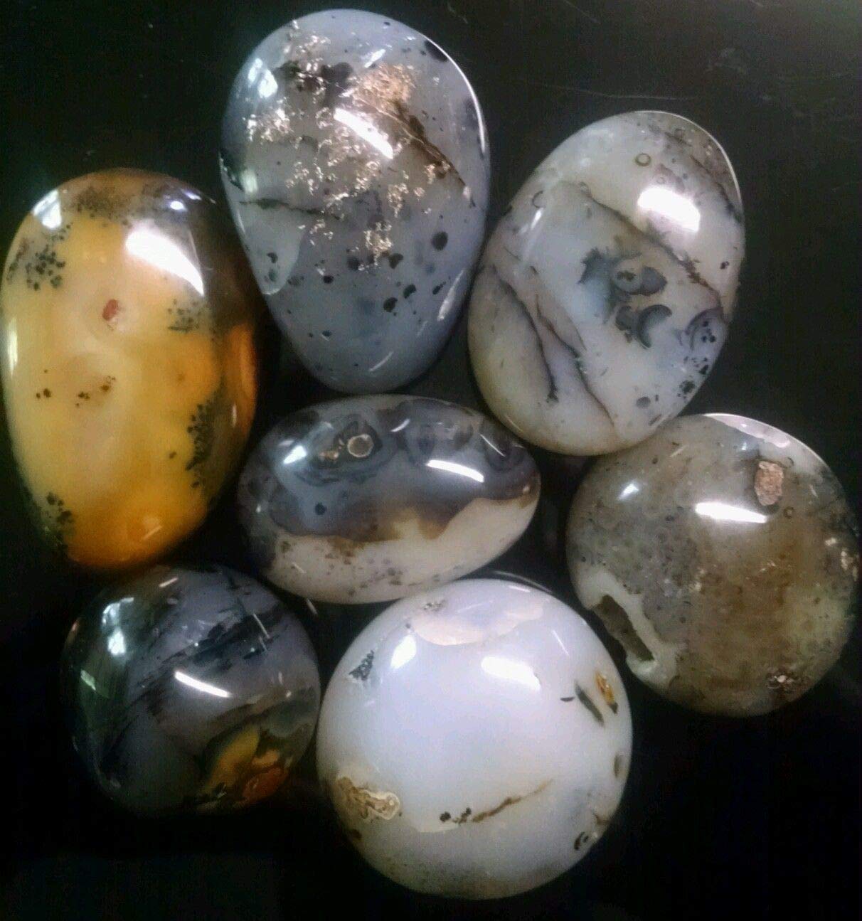 Mystical Dendritic Agate Palm Stone - Natural Healing Massage Stone 1.5